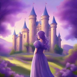 Create a book cover featuring an academy castle surrounded by wisterias