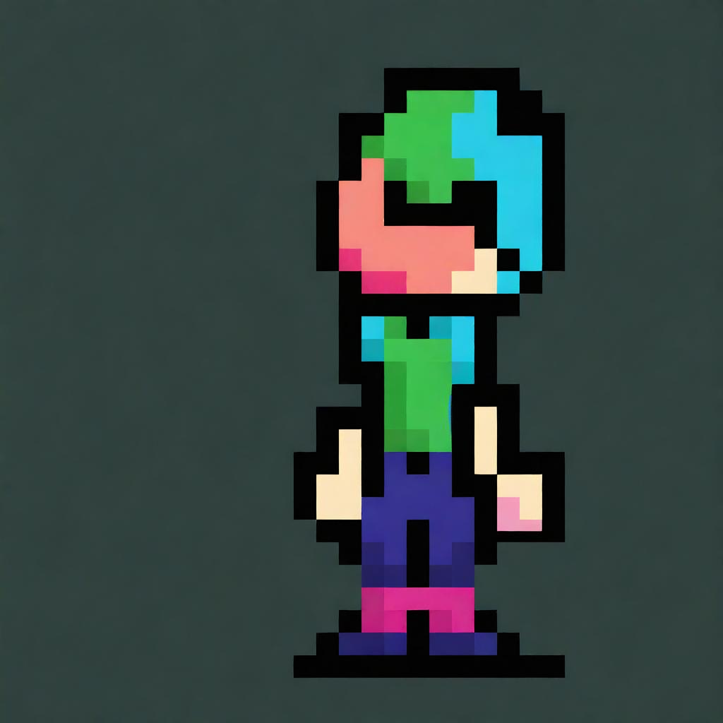 A character profile for a 2D platformer video game in 32x32 pixels