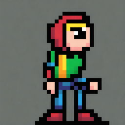 A character profile for a 2D platformer video game in 32x32 pixels