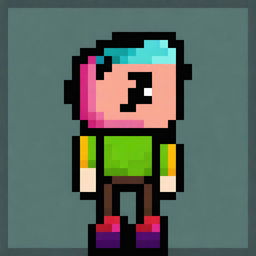 A character profile for a 2D platformer video game in 32x32 pixels