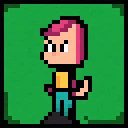 A character profile for a 2D platformer video game in 32x32 pixels