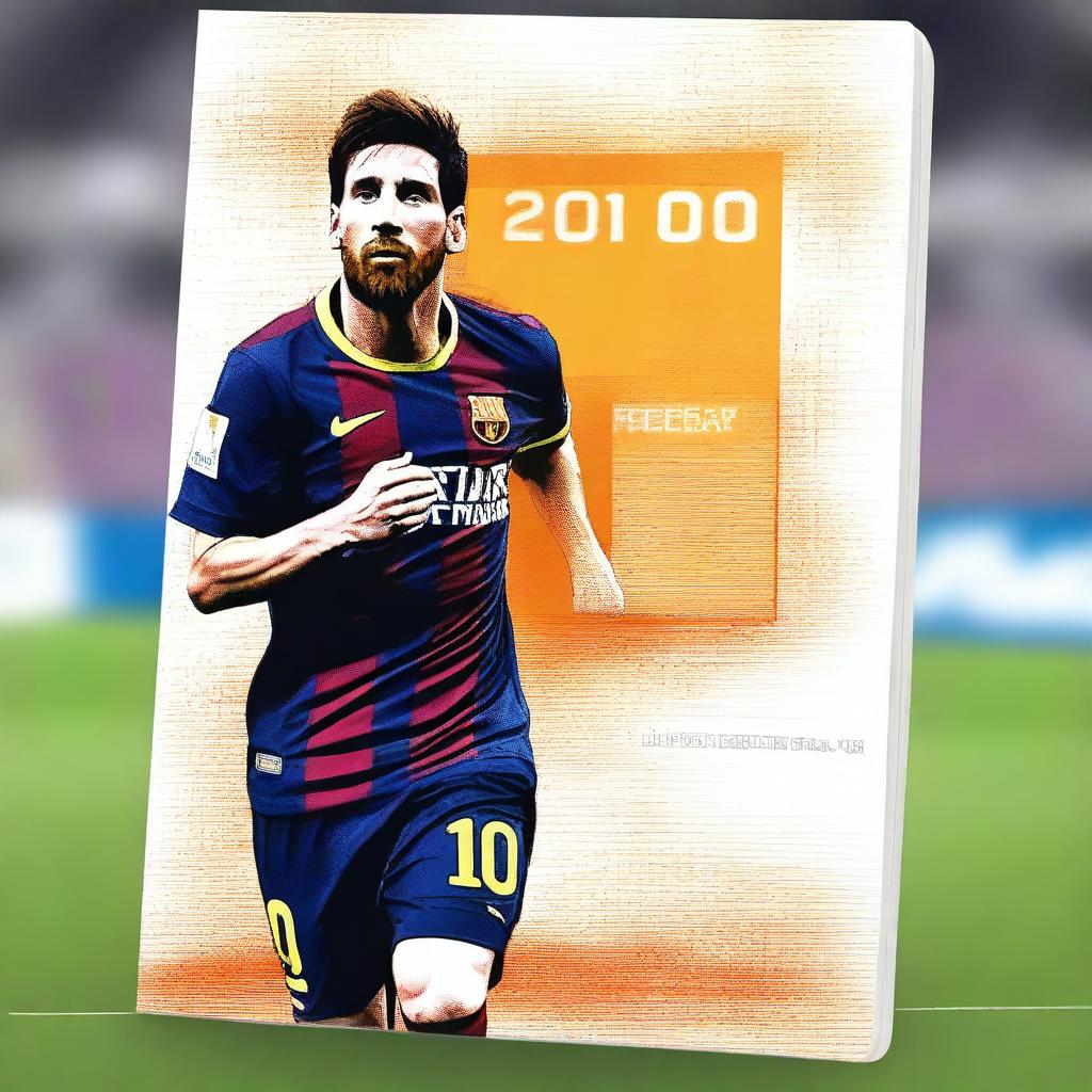 Create a notebook cover design featuring Lionel Messi