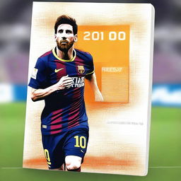 Create a notebook cover design featuring Lionel Messi