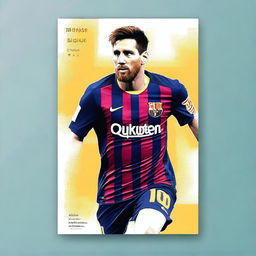 Create a notebook cover design featuring Lionel Messi