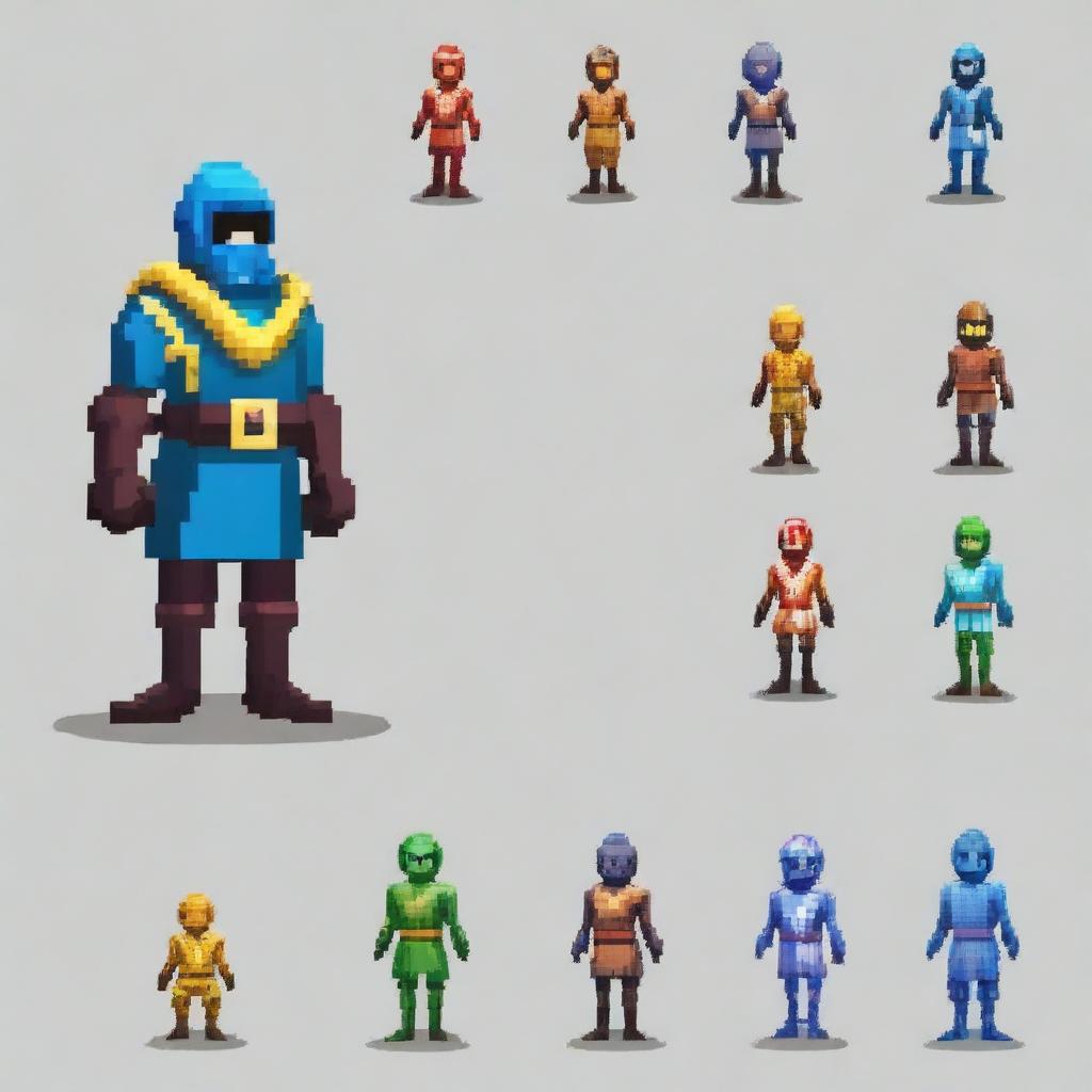 Un personaje de perfil de 64x64 píxeles para un videojuego de plataformas 2D