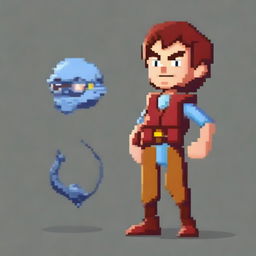 Un personaje de perfil de 64x64 píxeles para un videojuego de plataformas 2D