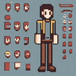 Un personaje de perfil con pocos píxeles diseñado para un videojuego de plataformas 2D