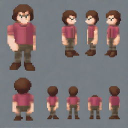 Un personaje de perfil con pocos píxeles diseñado para un videojuego de plataformas 2D