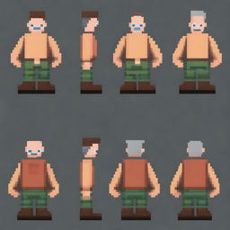 Un personaje de perfil con pocos píxeles diseñado para un videojuego de plataformas 2D