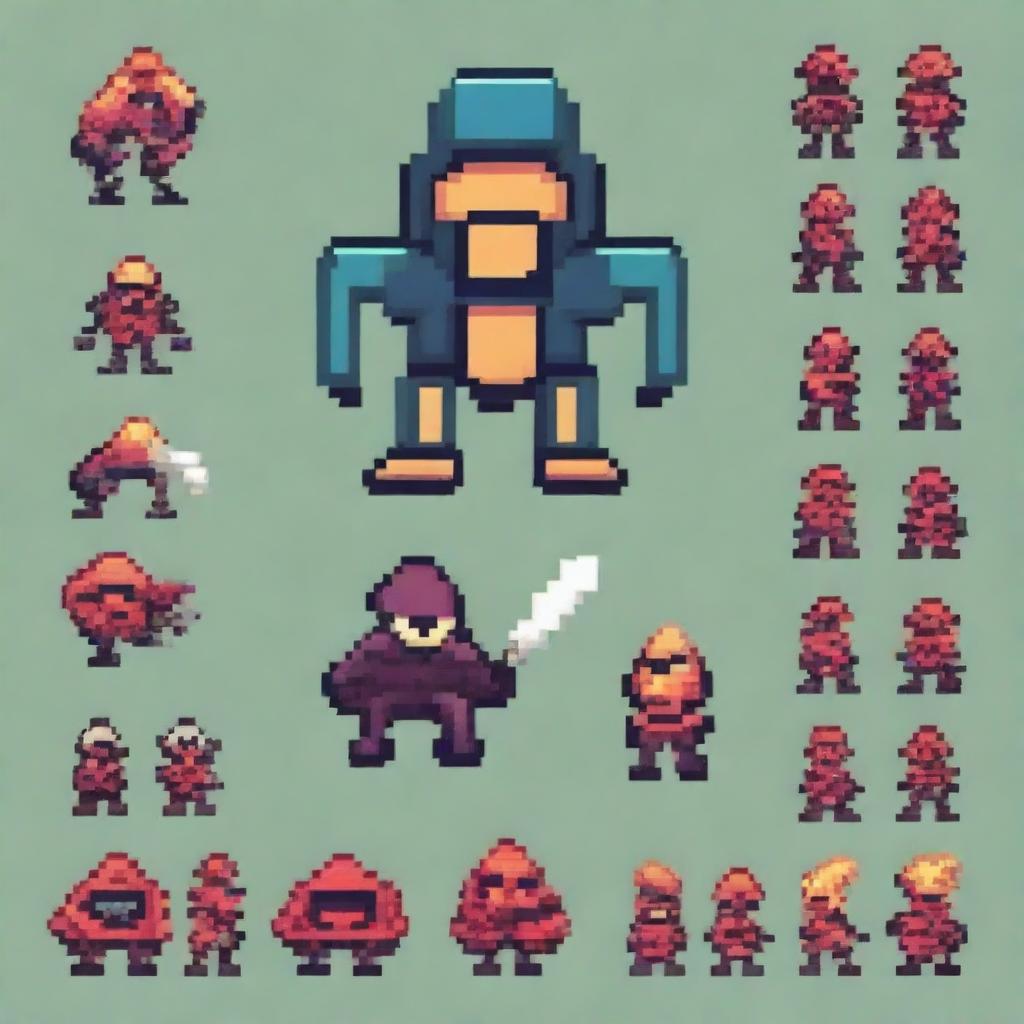 Create a simple pixel art enemy for a 2D platformer video game