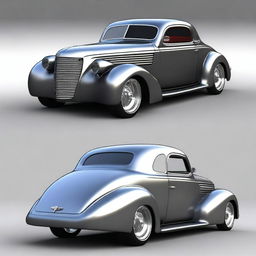 Create a custom car that combines the classic design of a 1939 Chevy coupe with the modern style of a Camaro