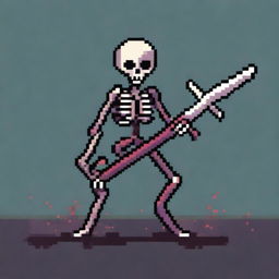 A pixel art depiction of a skeletal enemy for a 2D platformer video game