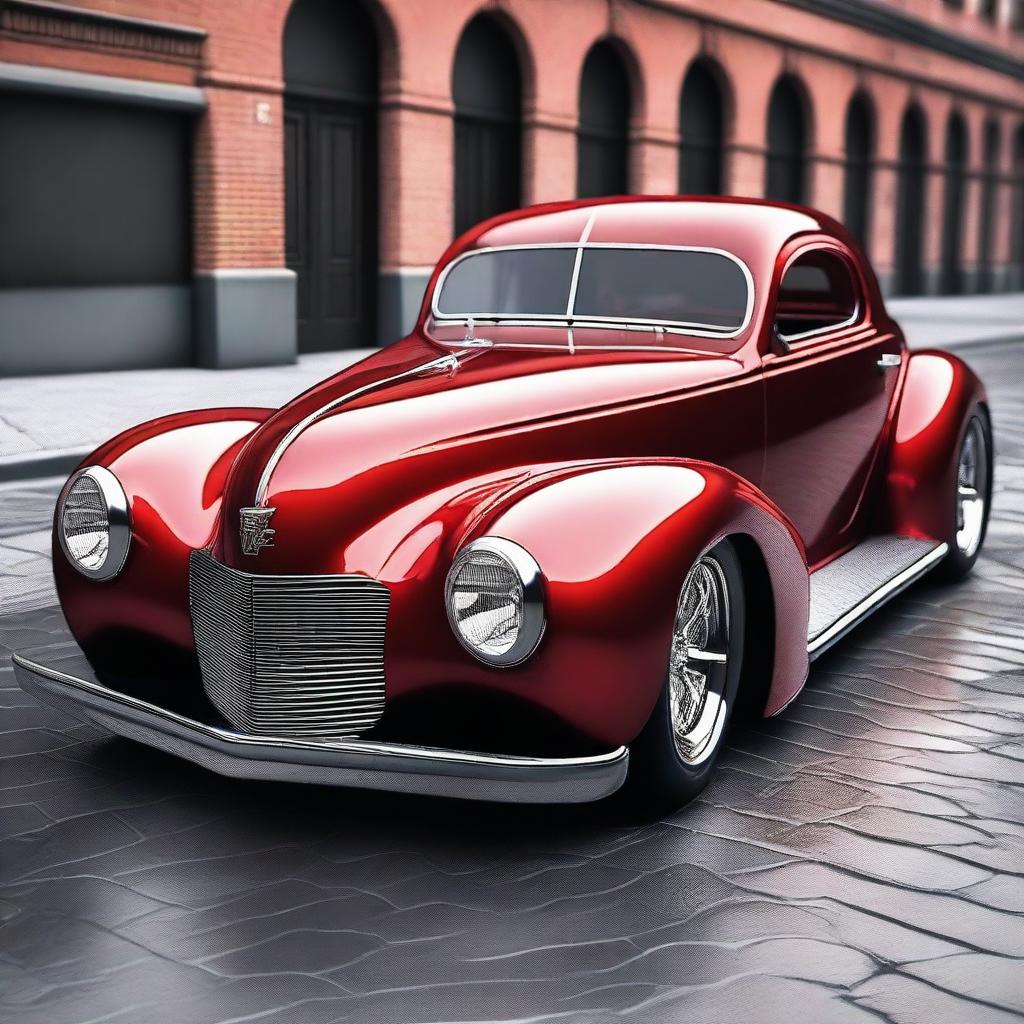 Create a custom hypercar that combines the classic design of a 1939 Chevy Coupe with the modern likeness of a Camaro