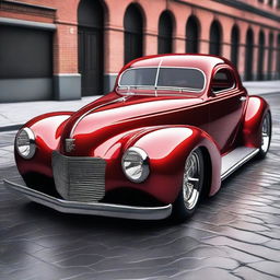 Create a custom hypercar that combines the classic design of a 1939 Chevy Coupe with the modern likeness of a Camaro