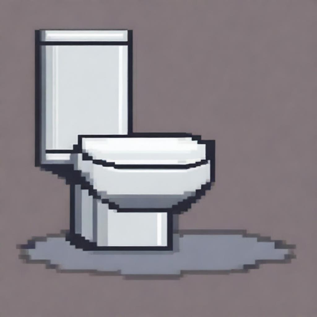 A simple pixel art image of a toilet