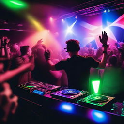 A lively night club in Scotland with a DJ playing music