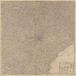 Hand-drawn topographical map showing an earthquake's affected area, with a distinctive star marking the epicenter and text that denotes it as the 'Great Hanshin'. Ensure a vintage, naturalistic style.