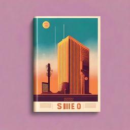 Design a book cover featuring a radio station at the center