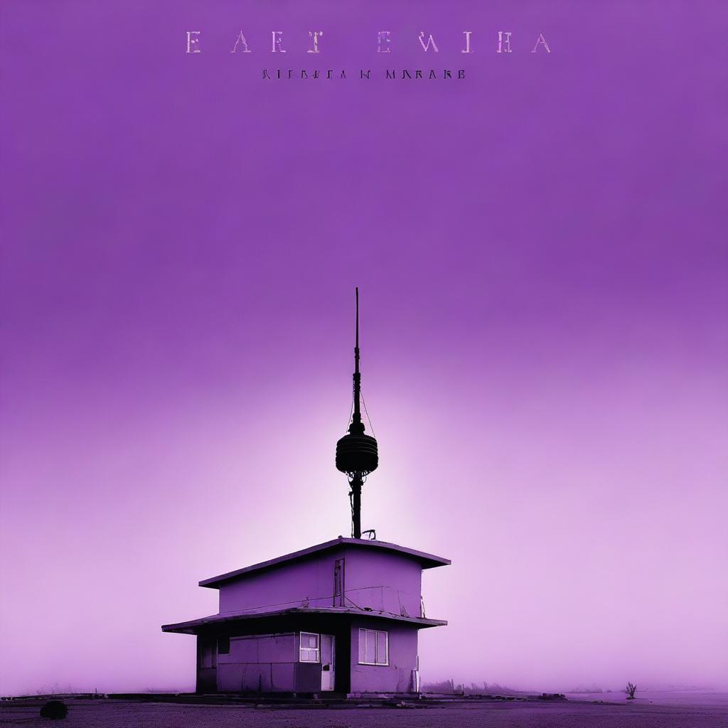 A book cover featuring a radio station with a tall antenna in the middle of a parking lot, without power, and surrounded by fog