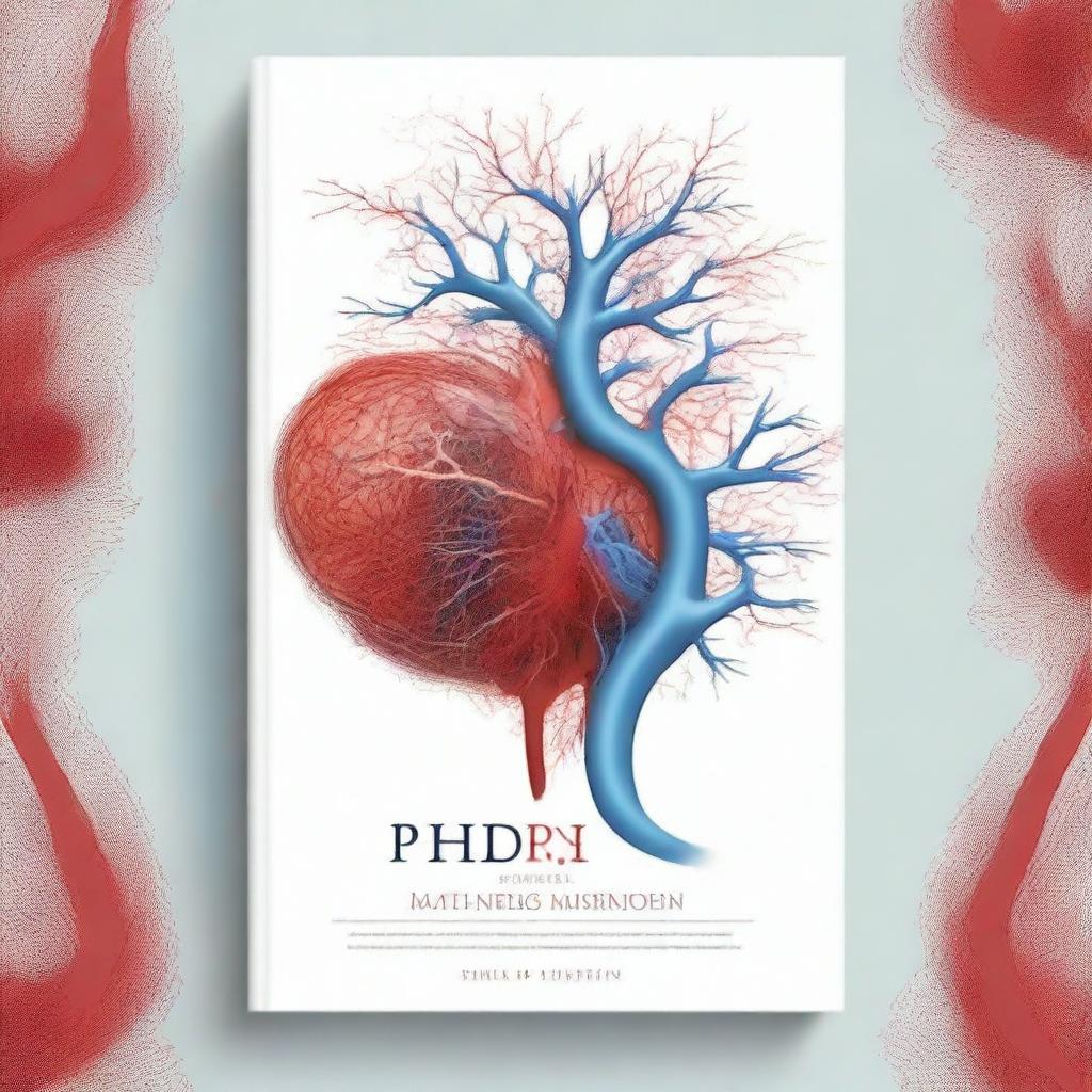 Create a PhD thesis cover book design that features an artistic representation of an arterial clot related to acute ischemic stroke