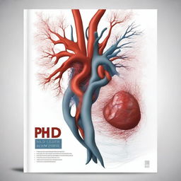 Create a PhD thesis cover book design that features an artistic representation of an arterial clot related to acute ischemic stroke