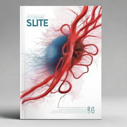 Create a PhD thesis cover book design that features an artistic representation of an arterial clot related to acute ischemic stroke