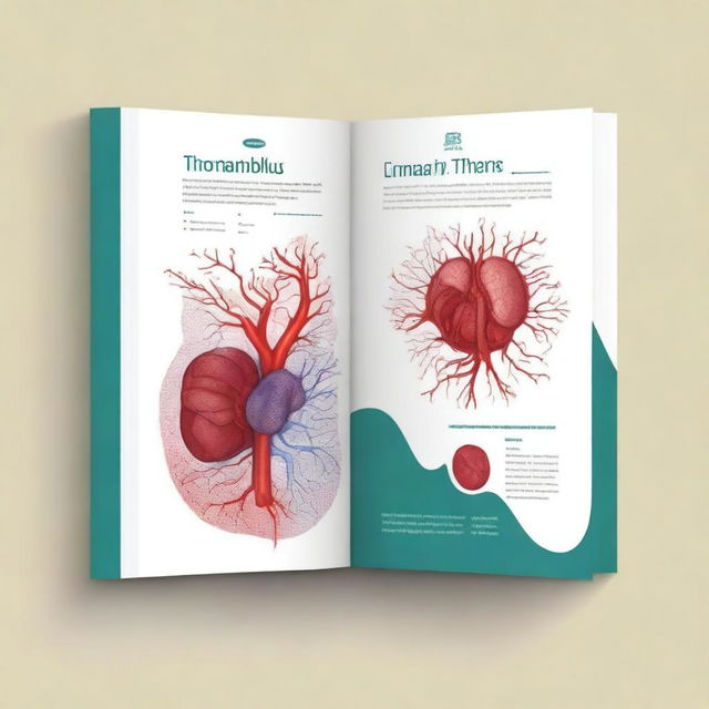 Create a PhD thesis cover book design featuring a detailed illustration of a thrombus