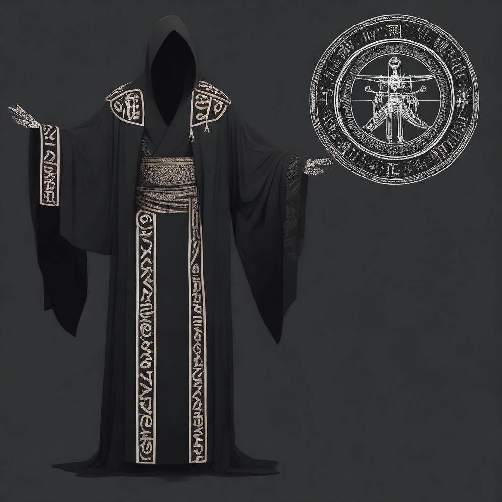 A long black robe that wraps around the body of Mûrz, completely hiding his skeletal appearance