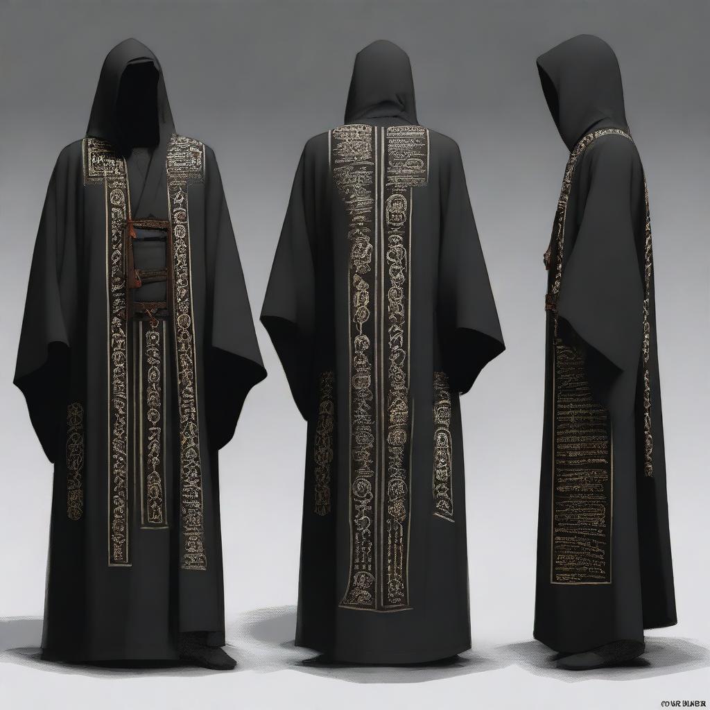 A long black robe that wraps around the body of Mûrz, completely hiding his skeletal appearance