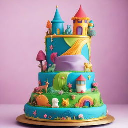 A whimsical and colorful cake inspired by a movie theme