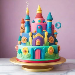 A whimsical and colorful cake inspired by a movie theme