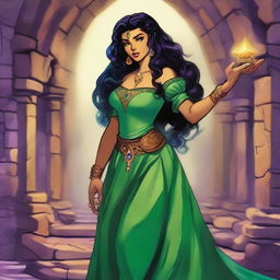 Create an image of Esmeralda from The Hunchback of Notre Dame, reimagined in the Dungeons & Dragons universe