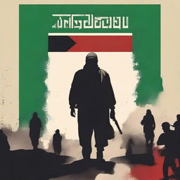 Create a book cover depicting the Palestinian resistance against Israel, focusing on Palestinians rebelling