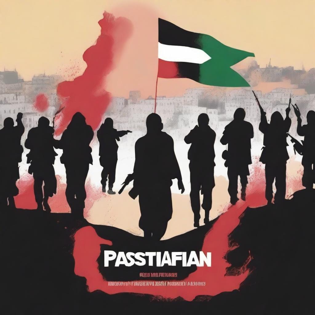 Create a book cover depicting the Palestinian resistance against Israel, focusing on Palestinians rebelling