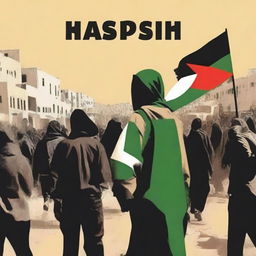 Create a book cover depicting the Palestinian resistance against Israel