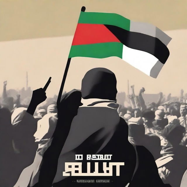 Create a book cover for the Palestinian resistance against Israel, depicting Palestinians rebelling against the occupation