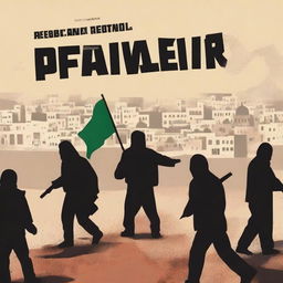 Create a book cover for the Palestinian resistance against Israel, depicting Palestinians rebelling against the occupation