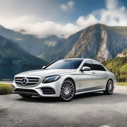 A high-quality image of a Mercedes-Benz car, showcasing its sleek design and luxurious features