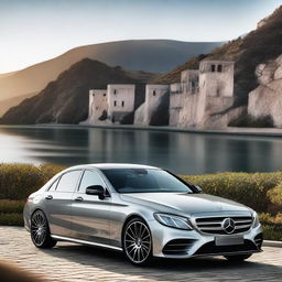 A high-quality image of a Mercedes-Benz car, showcasing its sleek design and luxurious features