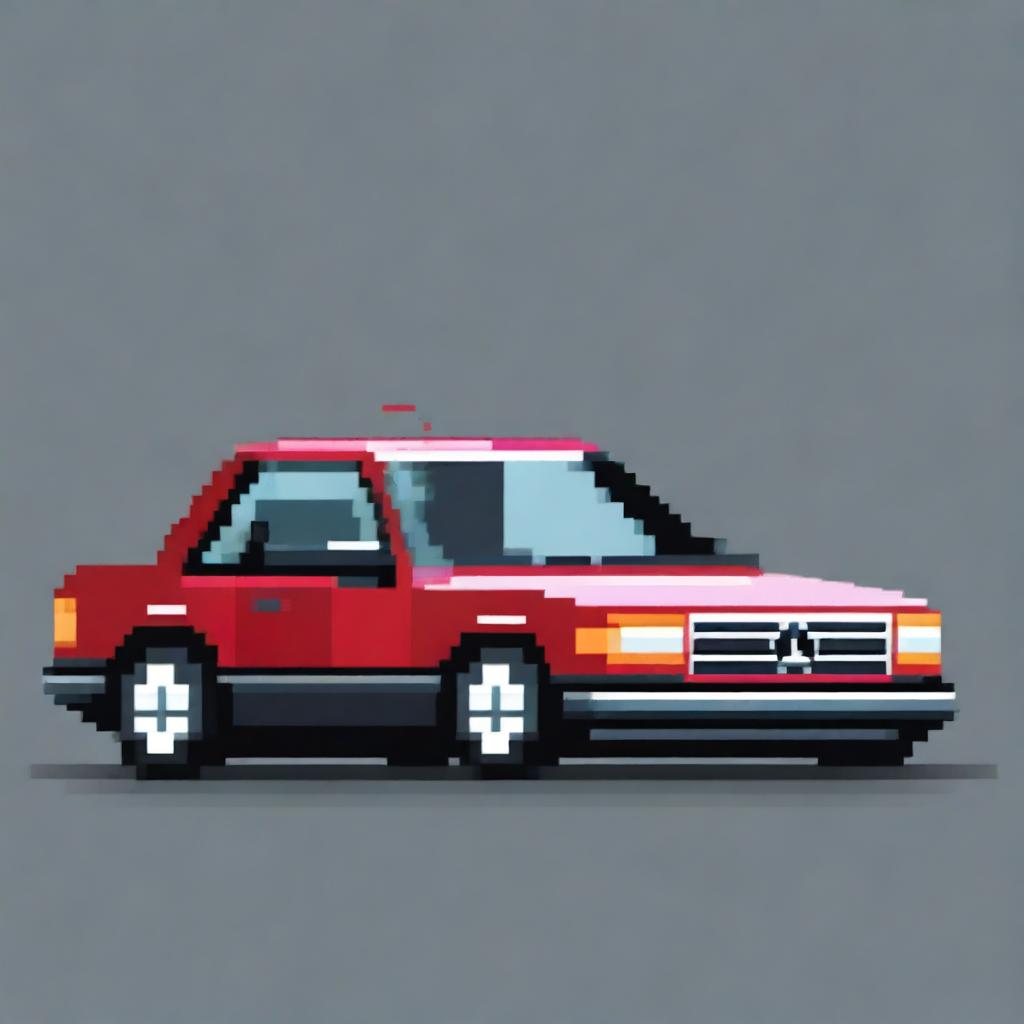 A pixel art representation of a Mercedes-Benz car