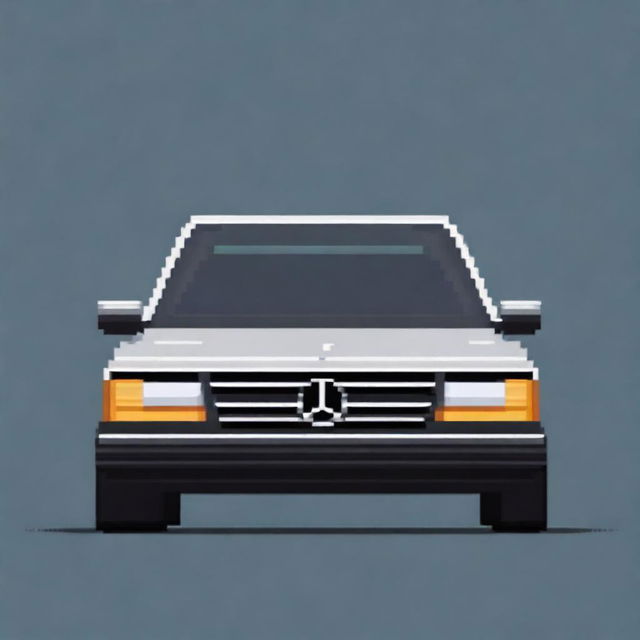 A pixel art representation of a Mercedes-Benz car