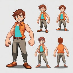 Diseño de personaje principal de perfil para un videojuego 2D