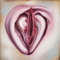 A tasteful and artistic painting of a vagina, focusing on the beauty and anatomical details in a respectful manner