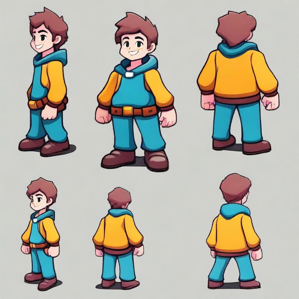 Un personaje pequeño y simpático, diseñado para un videojuego de plataformas 2D