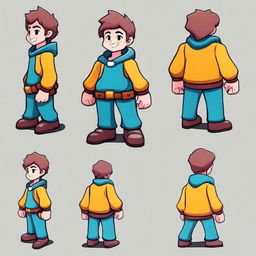 Un personaje pequeño y simpático, diseñado para un videojuego de plataformas 2D