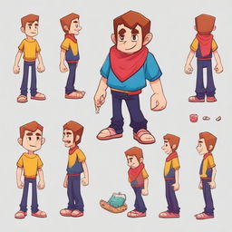 Un personaje pequeño y simpático, diseñado para un videojuego de plataformas 2D