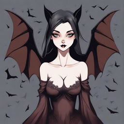 Create an image of a female hybrid character with bat features, resembling Rouge the Bat