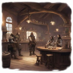 A Dungeons and Dragons world with a western-style saloon