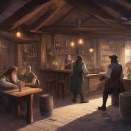 A Dungeons and Dragons world with a western-style saloon