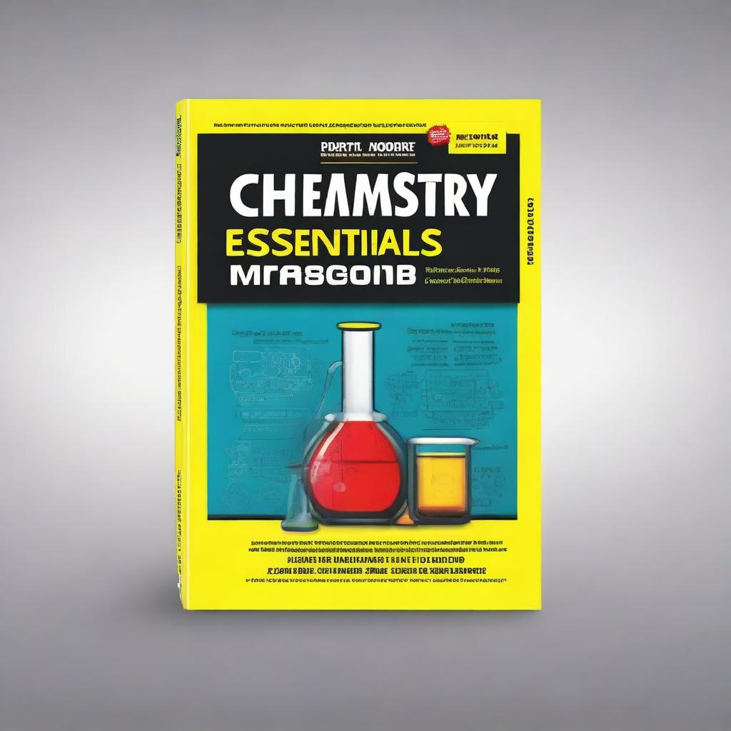 Create a captivating 6"x9" book cover for the book 'Chemistry Essentials for Dummies' with the title 'Chemistry Essentials for Dummies' at the top and the author name 'John T